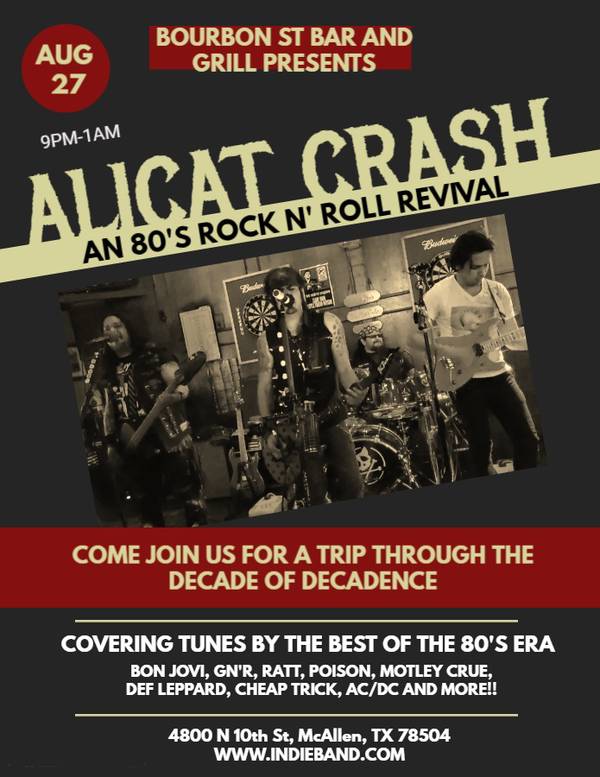 AliCat Crash live at Bourbon St Grill