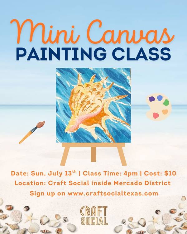 Mini Sea Shell Canvas Painting Class at Craft Social 
