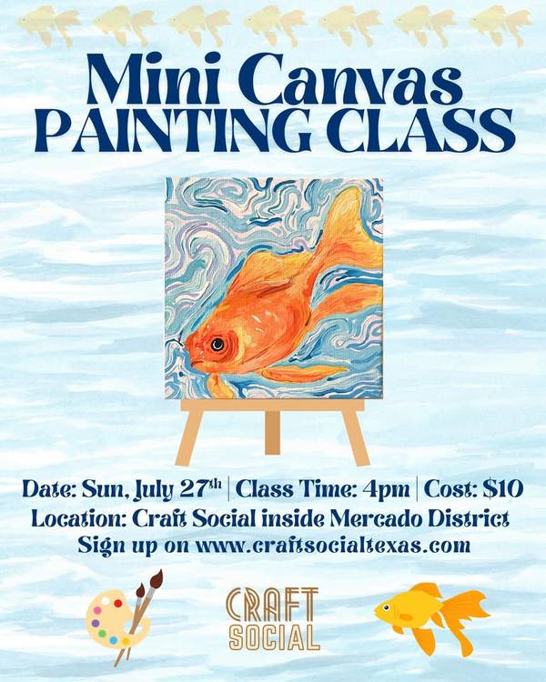Mini Fish Canvas Painting Class at Craft Social
