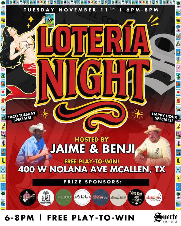 Taco & Loteria Night at Suerte Uptown! 🌴🌮 